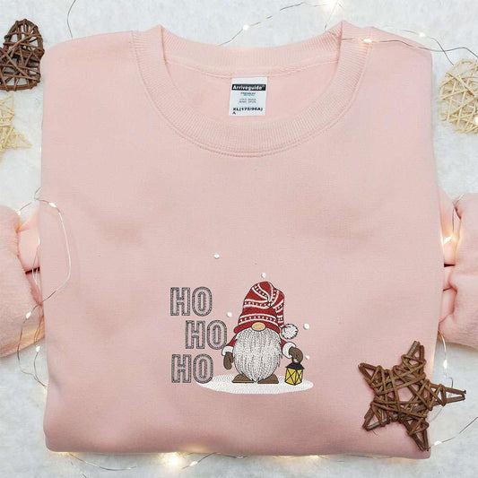 Winter Gnome Ho Ho Ho Embroidered T shirt Cute Christmas Embroidererd T shirt Best Christmas Gift Ideas