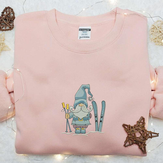 Winter Ski Gnome Embroidered Shirt Christmas Embroidered Hoodie Best Gifts For Family