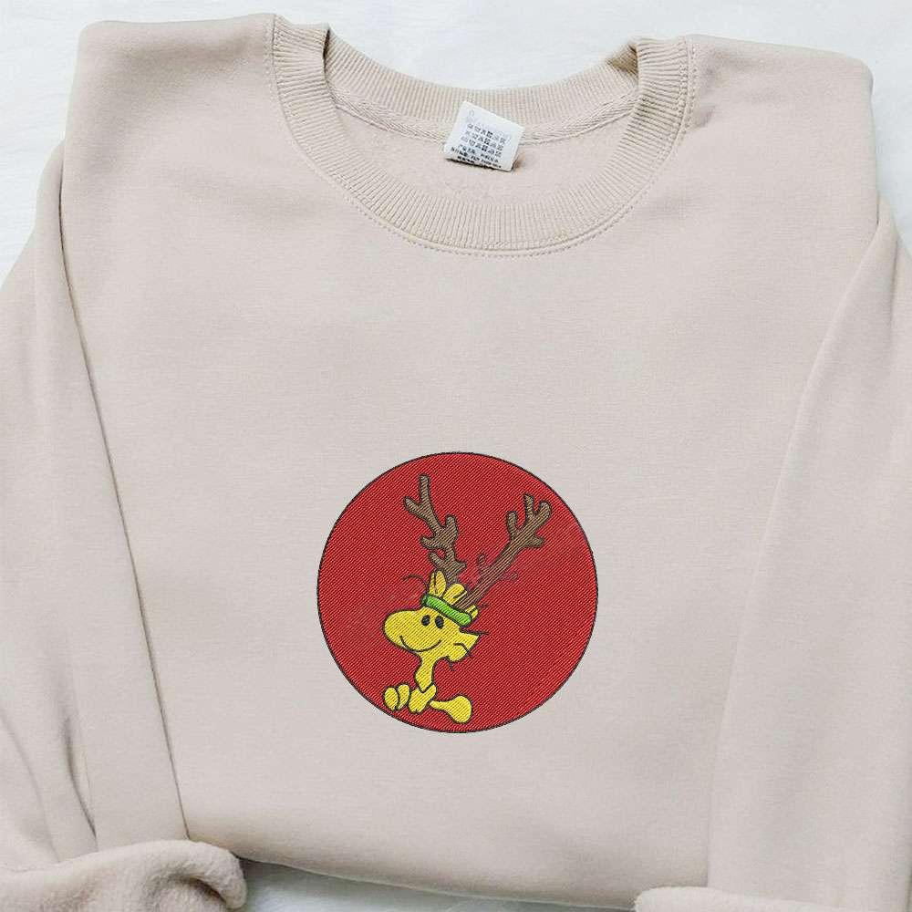 Woodstock The Peanuts Reindeer Embroidered Shirt Christmas Embroidered Hoodie Best Gifts For Family
