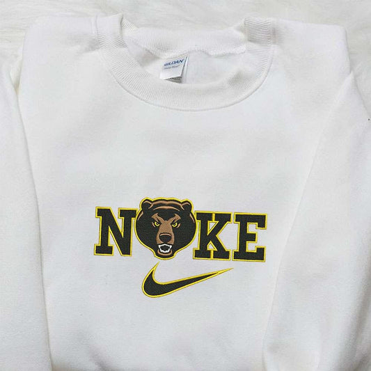 Bear Roar x Nike Embroidered Shirt Animal Embroidered Hoodie Nike Inspired Embroidered T Shirt
