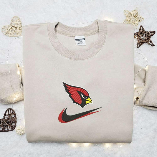 Arizona Cardinals x Nike Swoosh Embroidered Shirt NFL Sports Embroidered Hoodie Best Fandom Gift Ideas