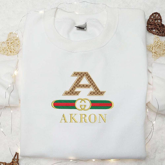 Akron Zips x Gucci Embroidered Shirt NCAA Sports Embroidered Hoodie Best Gift Idea