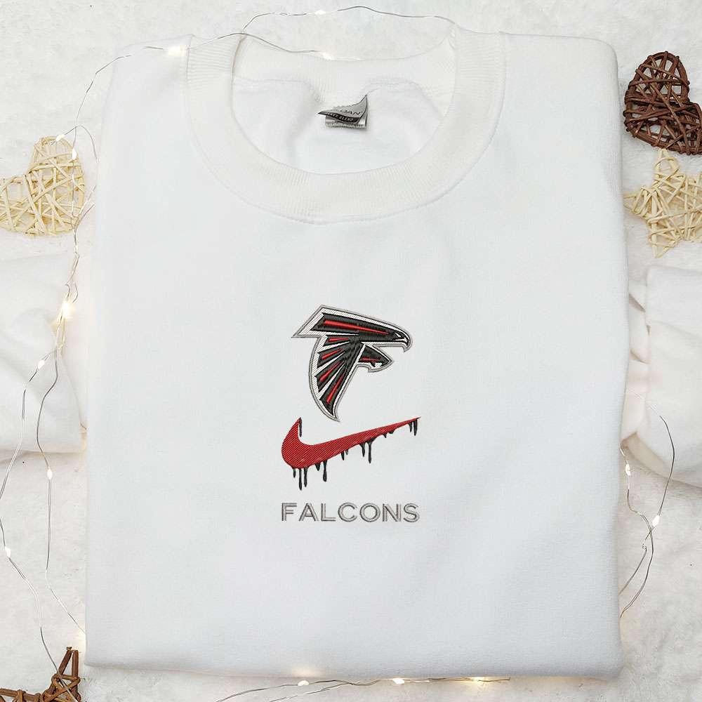 Atlanta Falcons x Nike Swoosh Drip Embroidered Shirt NFL Sports Embroidered Hoodie Best Gift Idea