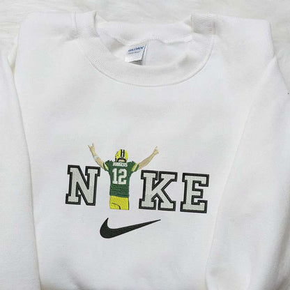 Aaron Rodgers x Nike NFL Embroidered Shirt Sport Embroidered Sweatshirt Nike Inspired Embroidered Hoodie