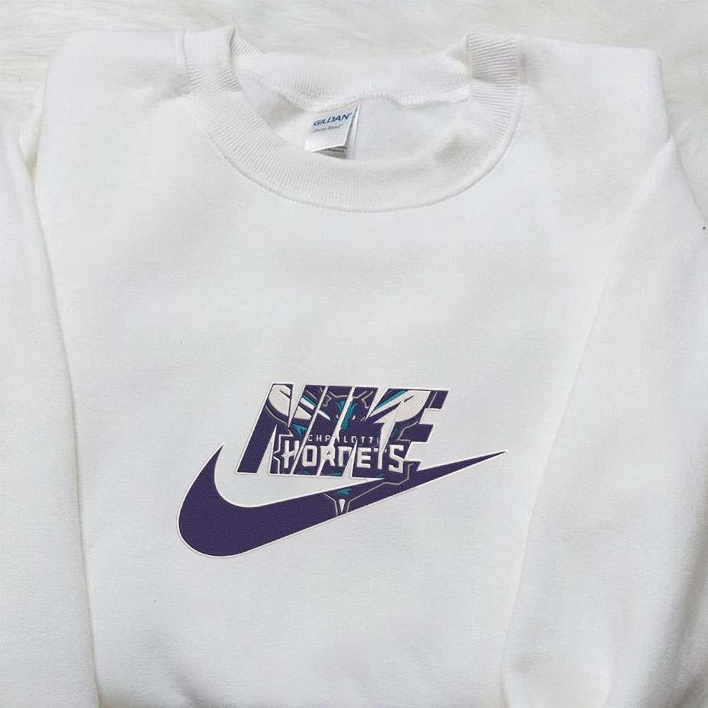 Charlotte Hornets x Nike Embroidered Shirt NBA Sports Embroidered Hoodie Best Fandom Gift Ideas