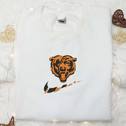 Chicago Bears x Nike Swoosh Embroidered Shirt NFL Sports Embroidered Hoodie Best Gift Idea 1