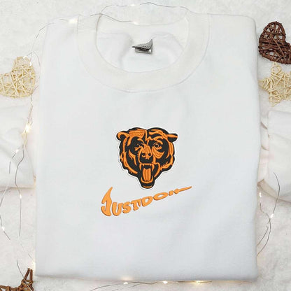 Chicago Bears Just Do It x Nike Swoosh Embroidered Shirt NFL Sports Embroidered Hoodie Best Gift Idea