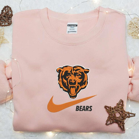 Chicago Bears x Nike Swoosh Embroidered Shirt NFL Sports Embroidered Hoodie Best Gift Idea