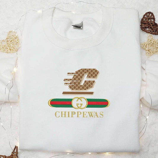 Central Michigan Chippewas x Gucci Embroidered Shirt NCAA Sports Embroidered Hoodie Best Gift Idea