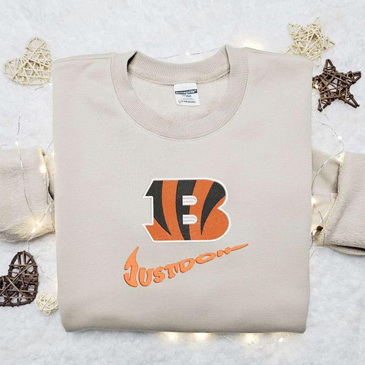 Cincinati Bengals Just Do It x Nike Swoosh Embroidered Shirt NFL Sports Embroidered Hoodie Best Gift Idea