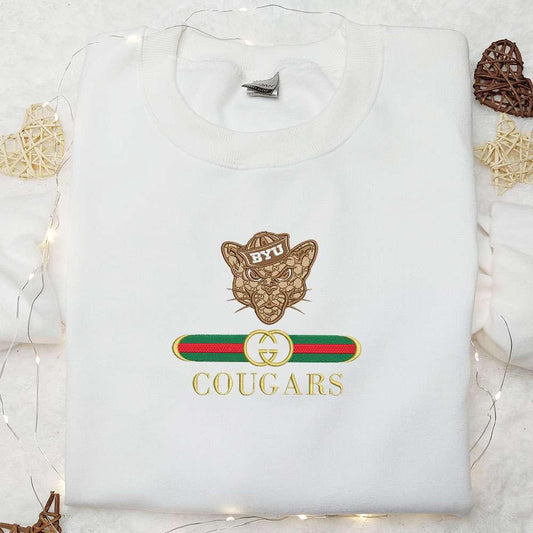BYU Cougars x Gucci Embroidered Shirt NCAA Sports Embroidered Hoodie Best Gift Idea