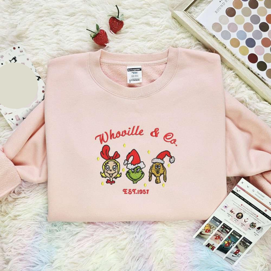 Whoville University 1957 Grinch Christmas Embroidered Shirt, Best Christmas Gift Ideas For Family