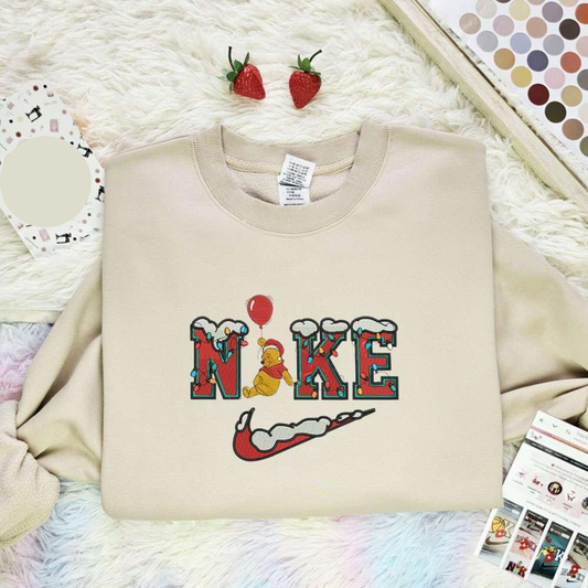 Pooh Snow Balloon Xmas Embroidered Shirt Christmas, Best Christmas Gift Ideas For Family