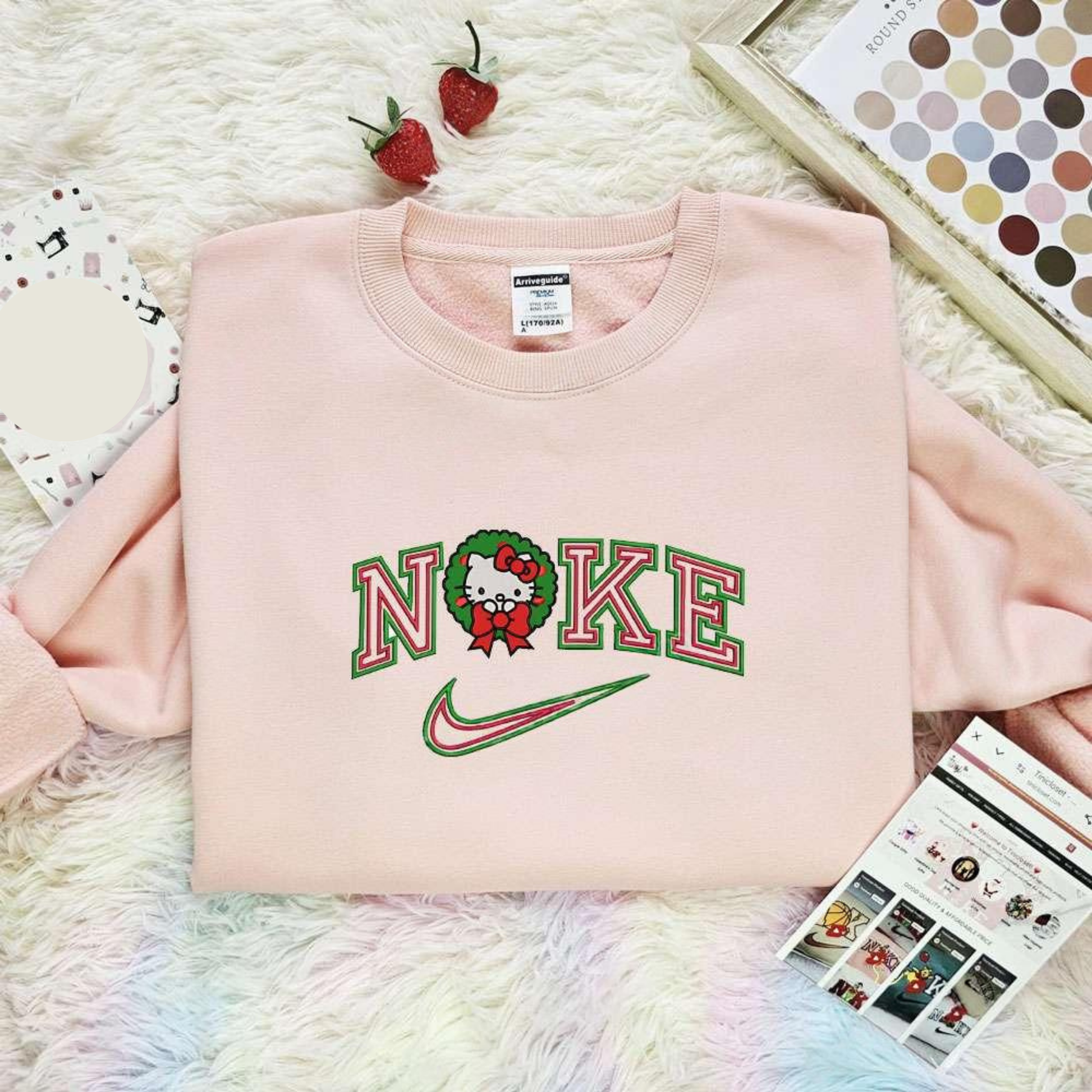 Hello Kitty Xmas Wreath Embroidered Shirt Christmas, Best Christmas Gift Ideas For Family