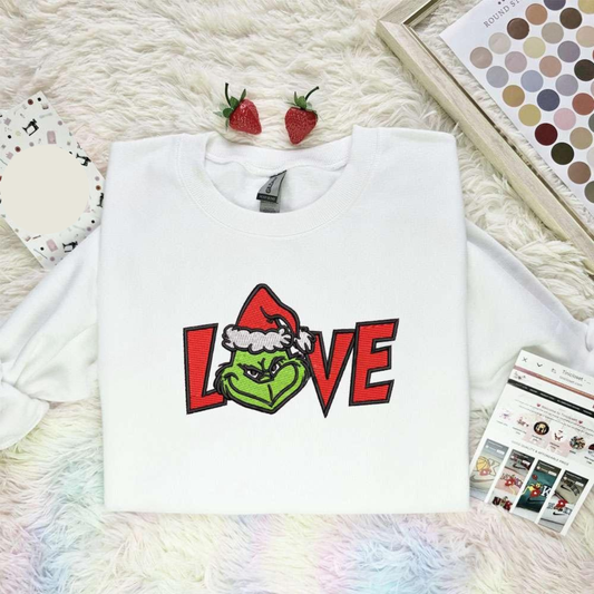 Grinch Love Christmas Embroidered Shirt, Best Christmas Gift Ideas For Family