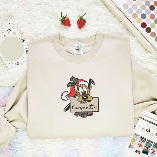 Pluto Santa Letter Christmas Embroidered Shirt, Best Christmas Gift Ideas For Family