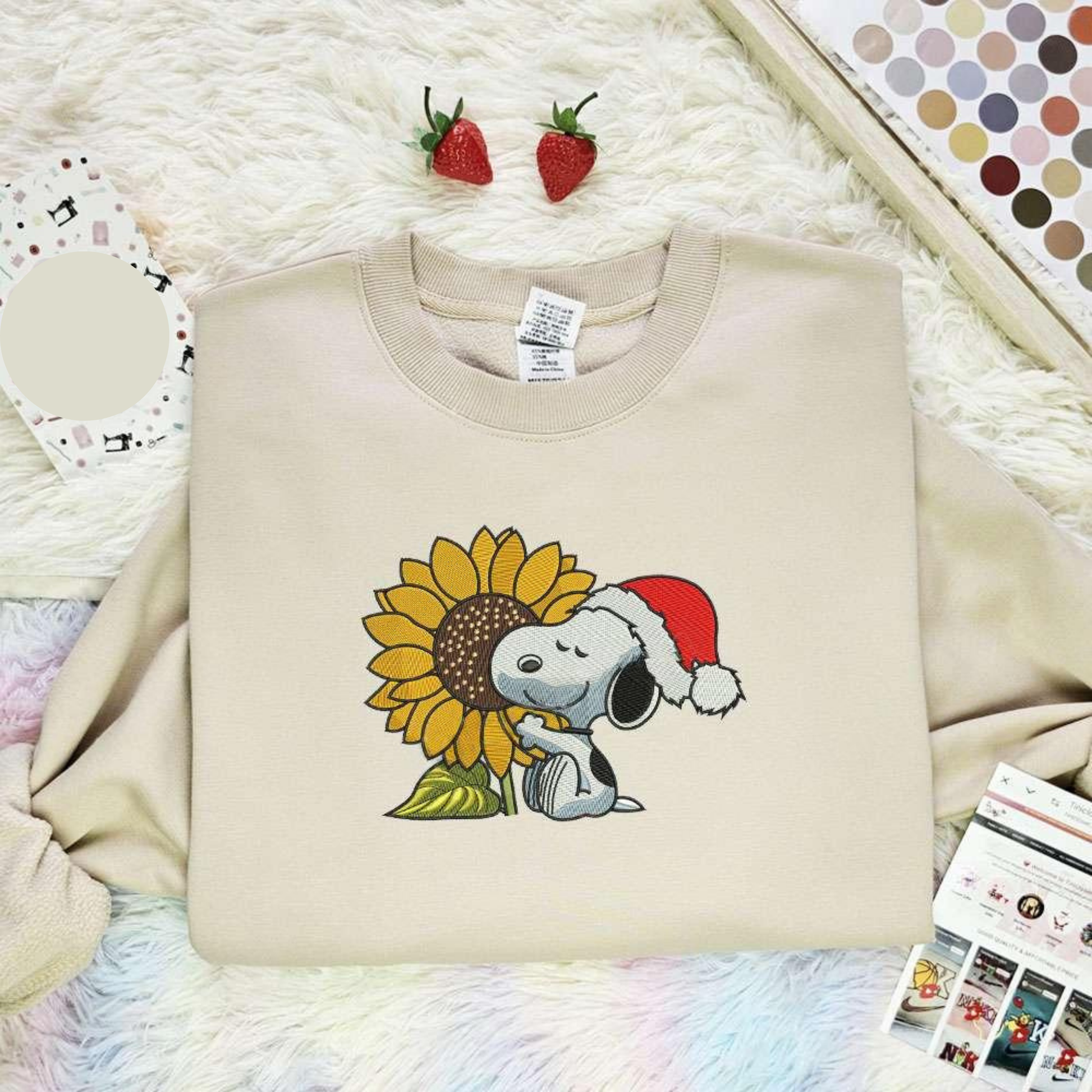 Snoopy Hugging Sunflower Christmas Embroidered Shirt, Best Christmas Gift Ideas For Family