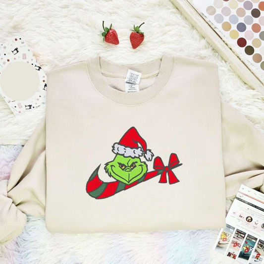 Grinch Christmas Bow Embroidered Shirt, Best Christmas Gift Ideas For Family