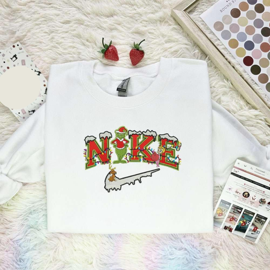 Grinch Santa And Dog Max Reindeer Christmas Embroidered Shirt, Best Christmas Gift Ideas For Family
