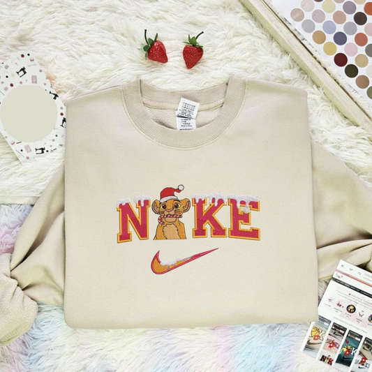 Simba With Candy Cane Christmas Disney Characters Embroidered Shirt, Best Christmas Gift Ideas For Family