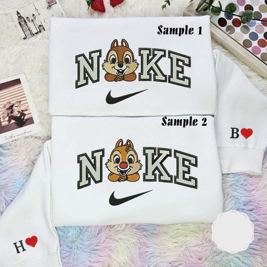 Chip And Dale Disney Characters Embroidered Couples Shirts