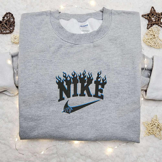 Nike x Carolina Panthers Embroidered T shirt NFL Sports Embroidered Hoodie Nike Inspired Embroidered Hoodie