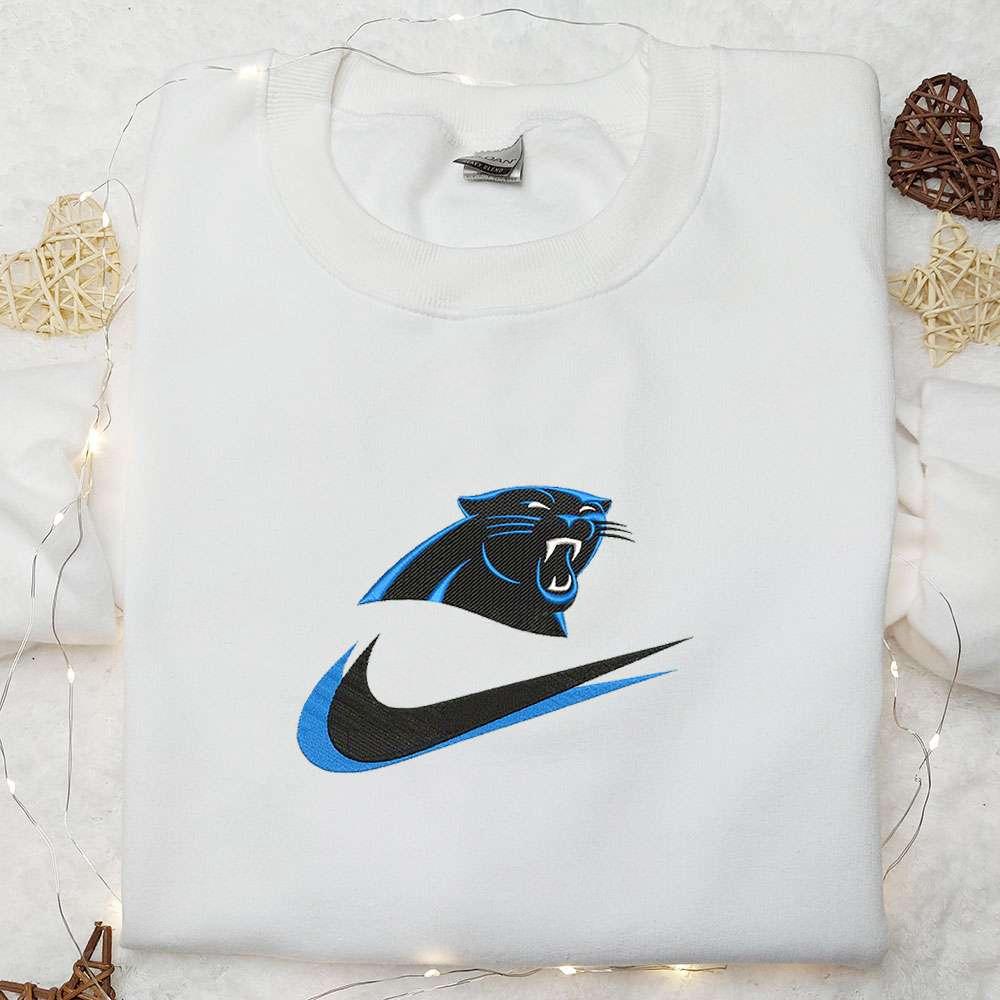 Nike x Carolina Panthers Embroidered Hoodie NFL Sports Embroidered T shirt Nike Inspired Embroidered Sweatshirt