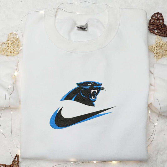 Nike x Carolina Panthers Embroidered Hoodie NFL Sports Embroidered T shirt Nike Inspired Embroidered Sweatshirt