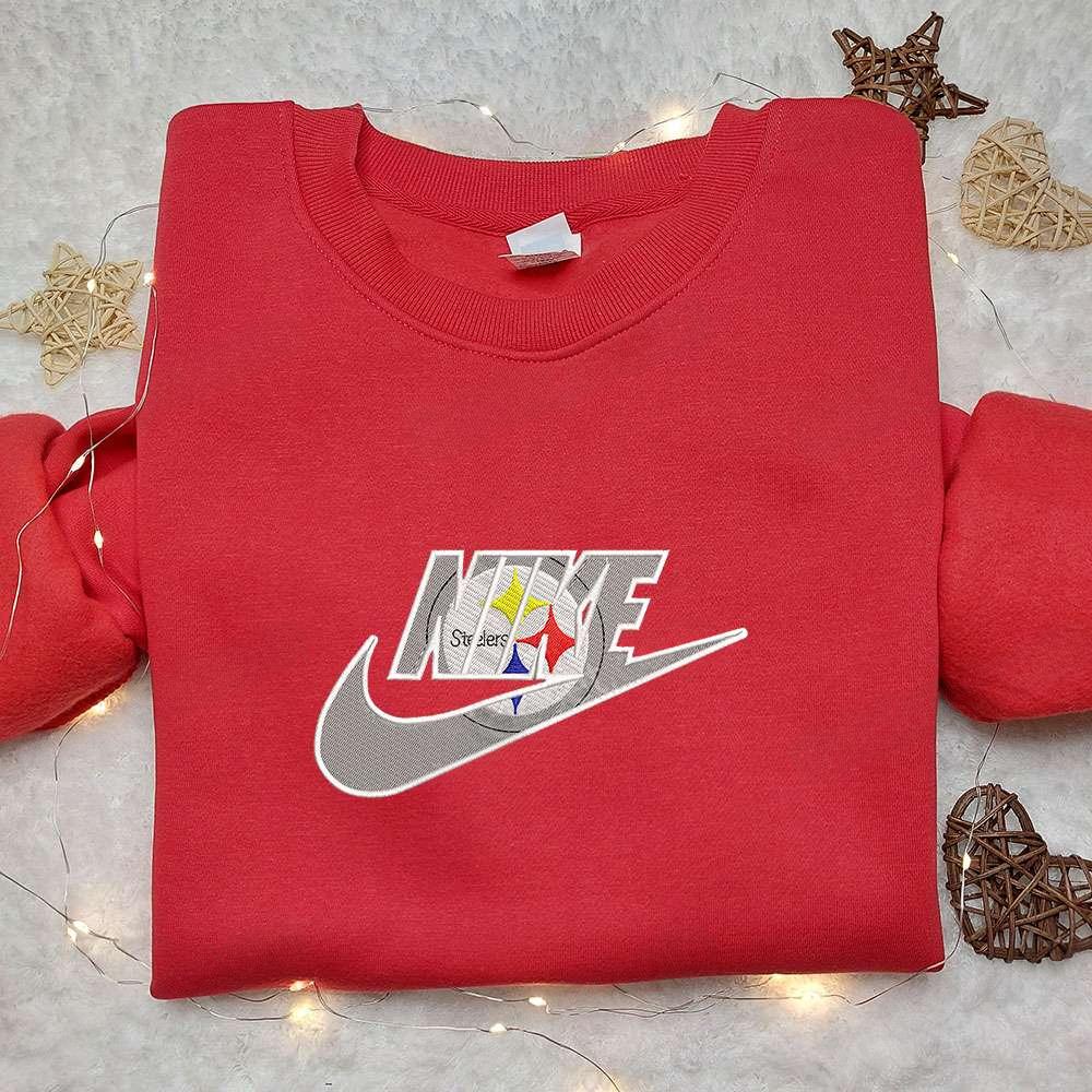 Nike x Pittsburgh Steelerss Logo Embroidered Hoodie NFL Sports Embroidered Hoodie Nike Inspired Embroidered Hoodie