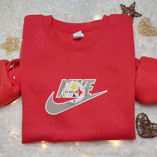 Nike x Pittsburgh Steelerss Logo Embroidered Hoodie NFL Sports Embroidered Hoodie Nike Inspired Embroidered Hoodie