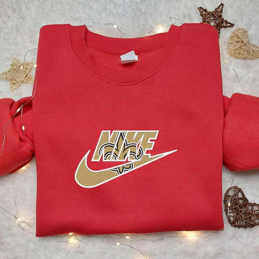 Nike x New Orleans Saints Logo Embroidered Hoodie NFL Sports Embroidered Hoodie Custom Nike Embroidered Hoodie 1