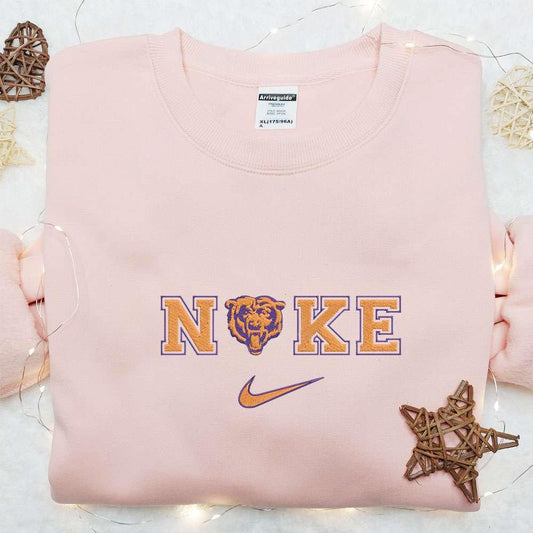 Nike x Chicago Bears Logo Embroidered T shirt NFL Sports Embroidered T shirt Nike Inspired Embroidered T shirt