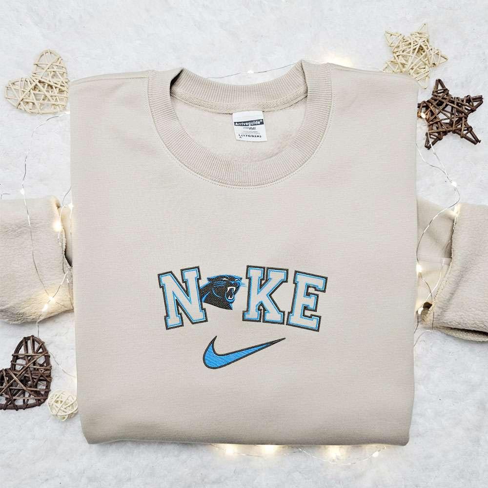 Nike x Carolina Panthers Embroidered Swearshirt NFL Sports Embroidered Sweatshirt Nike Inspired Embroidered Sweatshirt