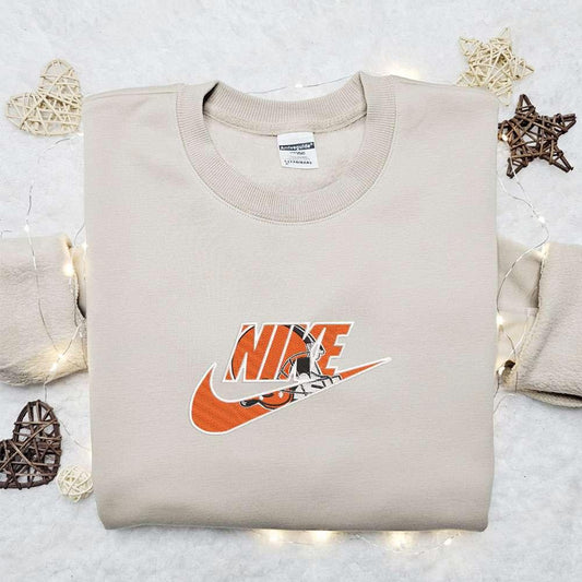 Nike x Cleveland Browns Logo Embroidered Hoodie NFL Sports Embroidered Hoodie Nike Inspired Embroidered Hoodie 1