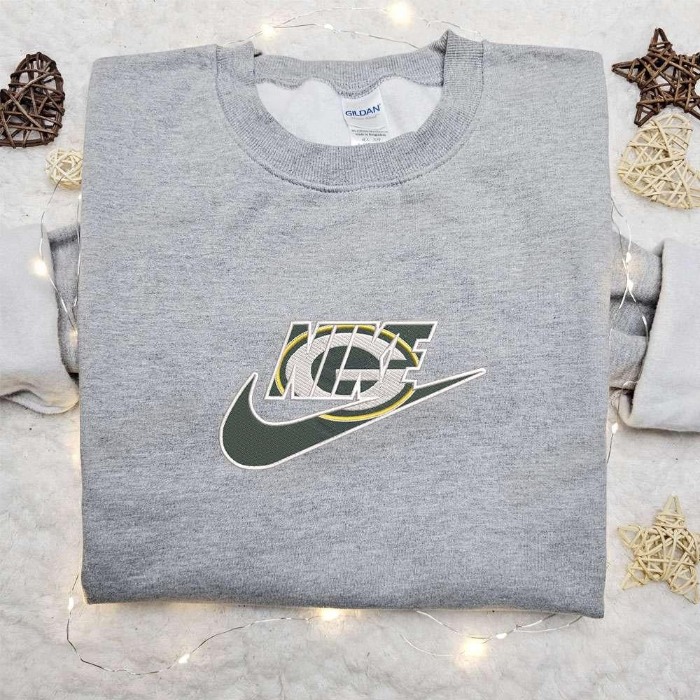 Nike x Green Bay Packers Logo Embroidered Sweatshirt NFL Sports Embroidered Sweatshirt Nike Inspired Embroidered Sweatshirt 1
