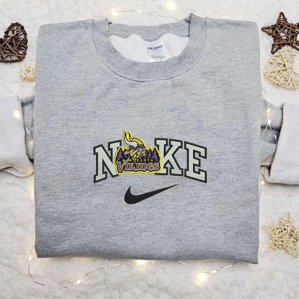 Nike x Minnesota Vikings Embroidered Hoodie Sports Embroidered Shirt Nike Inspired Embroidered Hoodie