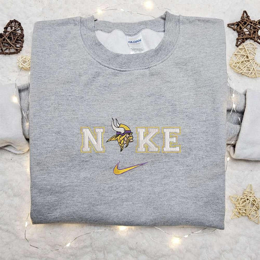 Nike x Minnesota Vikings Logo Embroidered Shirt NFL Sports Embroidered Shirt Nike Inspired Embroidered Shirt