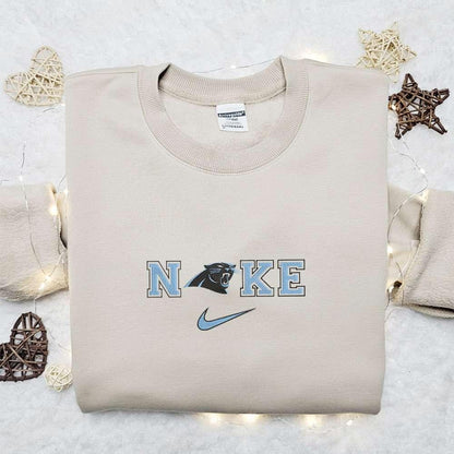 Nike x Carolina Panthers Embroidered Hoodie NFL Sports Embroidered Shirt Nike Inspired Embroidered Shirt