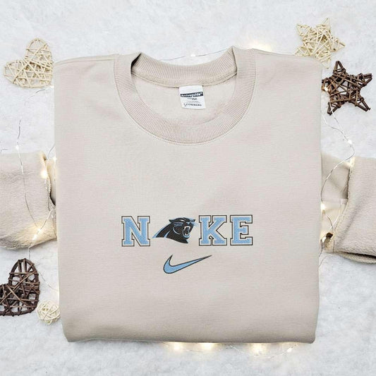 Nike x Carolina Panthers Embroidered Hoodie NFL Sports Embroidered Shirt Nike Inspired Embroidered Shirt