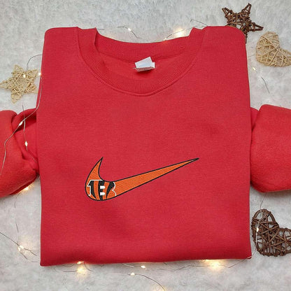 Nike x Cincinnati Bengals Swoosh Embroidered Hoodie NFL Sports Embroidered Hoodie Custom Nike Em