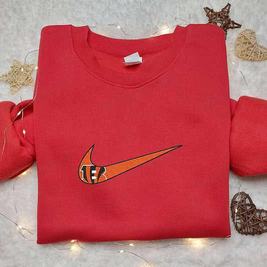 Nike x Cincinnati Bengals Swoosh Embroidered Hoodie NFL Sports Embroidered Hoodie Custom Nike Em