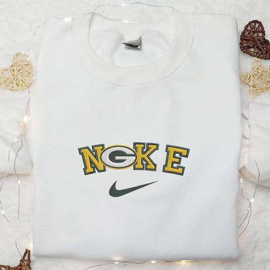 Nike x Green Bay Packers Football Embroidered Shirt NFL Sports Embroidered Shirt Nike Inspired Embroidered Shirt 1