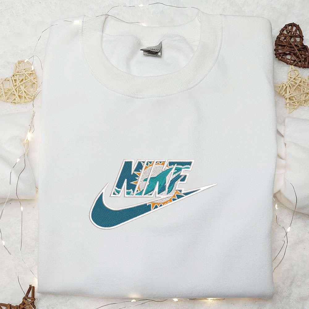 Nike x Miami Dolphins Logo Embroidered T shirt NFL Sports Embroidered T shirt Nike Inspired Embroidered T shirt