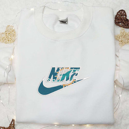 Nike x Miami Dolphins Logo Embroidered T shirt NFL Sports Embroidered T shirt Nike Inspired Embroidered T shirt