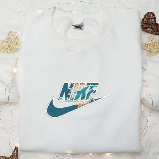 Nike x Miami Dolphins Logo Embroidered T shirt NFL Sports Embroidered T shirt Nike Inspired Embroidered T shirt
