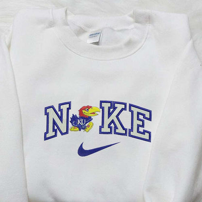 Nike x Kansas Jayhawks Embroidered Shirt NCAA Embroidered Shirt Best Gifts for Sports Fans