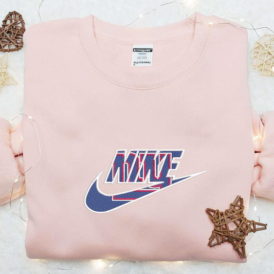 Nike x New York Giants Logo Embroidered T shirt NFL Sports Embroidered T shirt Nike Inspired Embroidered T shirt