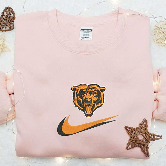Nike x Chicago Bears Embroidered Shirt NFL Sports Embroidered T shirt Custom Nike Embroidered T shirt