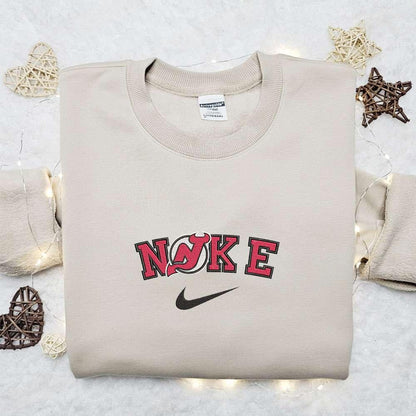 Nike x New Jersey Devils Embroidered T shirt Sports Embroidered T shirt Nike Inspired Embroidered T shirt