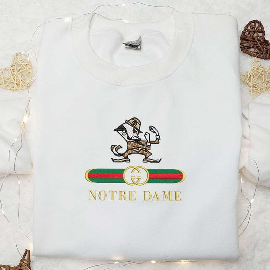 Notre Dame Fighting Irish x Gucci Embroidered Shirt NCAA Sports Embroidered Hoodie Best Gift Idea